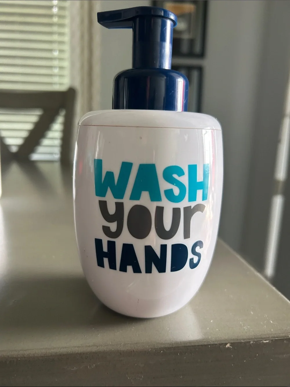 White 'Wash Your Hands' Pump Dispenser And ‘Brush Your Teeth’ toothbrush holder